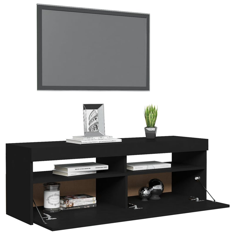 TV Cabinet with LED Lights Black 47.2"x13.8"x15.7"
