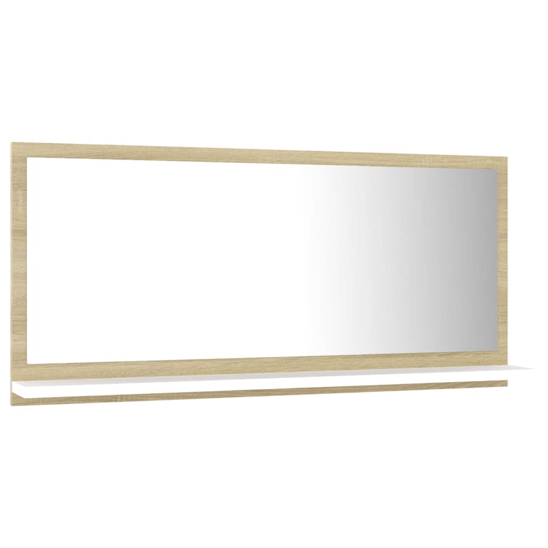 Bathroom Mirror White and Sonoma Oak 31.5"x4.1"x14.6" Chipboard