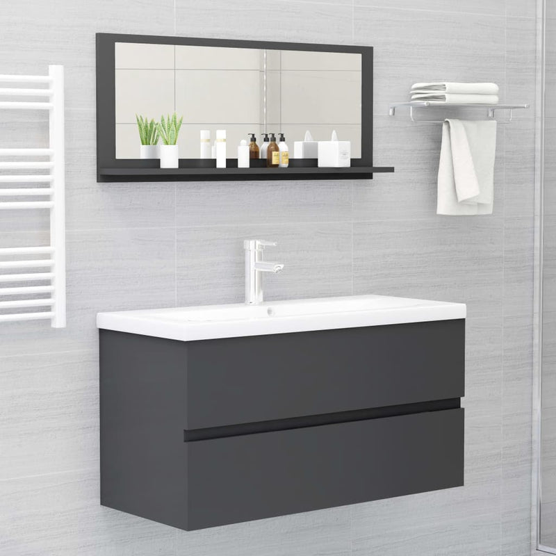 Bathroom Mirror Gray 35.4"x4.1"x14.6" Chipboard