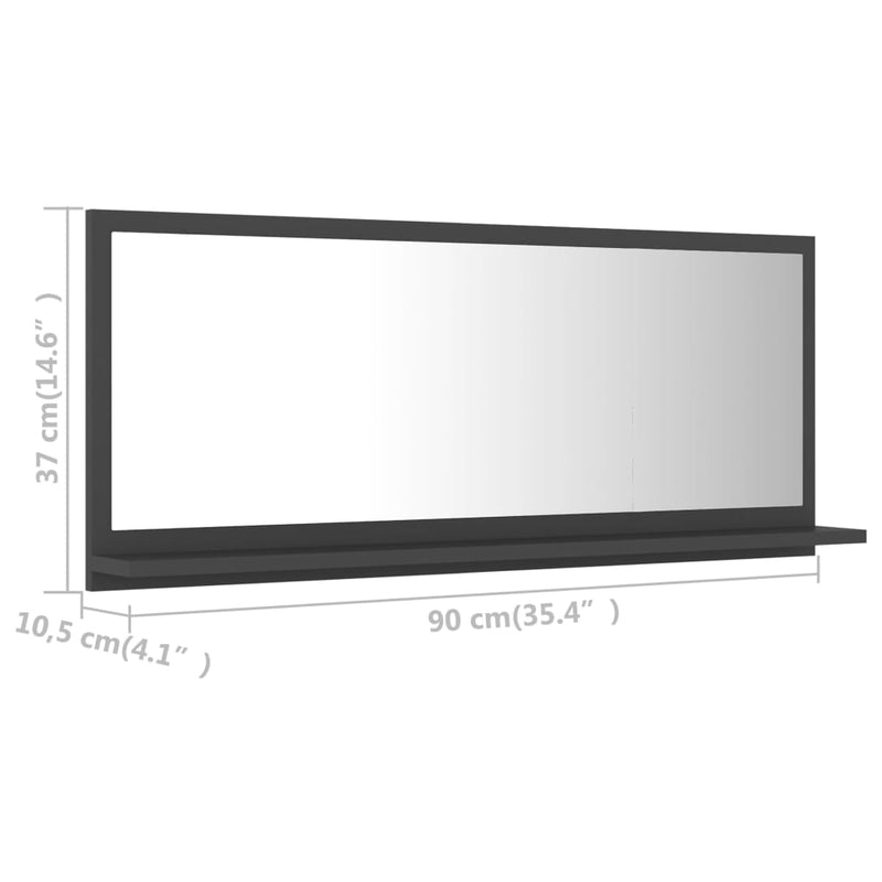 Bathroom Mirror Gray 35.4"x4.1"x14.6" Chipboard