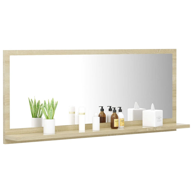 Bathroom Mirror Sonoma Oak 35.4"x4.1"x14.6" Chipboard