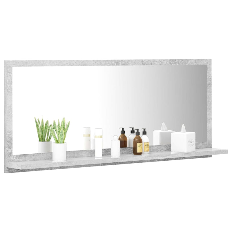 Bathroom Mirror Concrete Gray 35.4"x4.1"x14.6" Chipboard