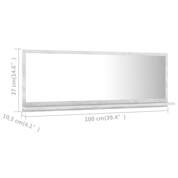 Bathroom Mirror Concrete Gray 39.4"x4.1"x14.6" Chipboard