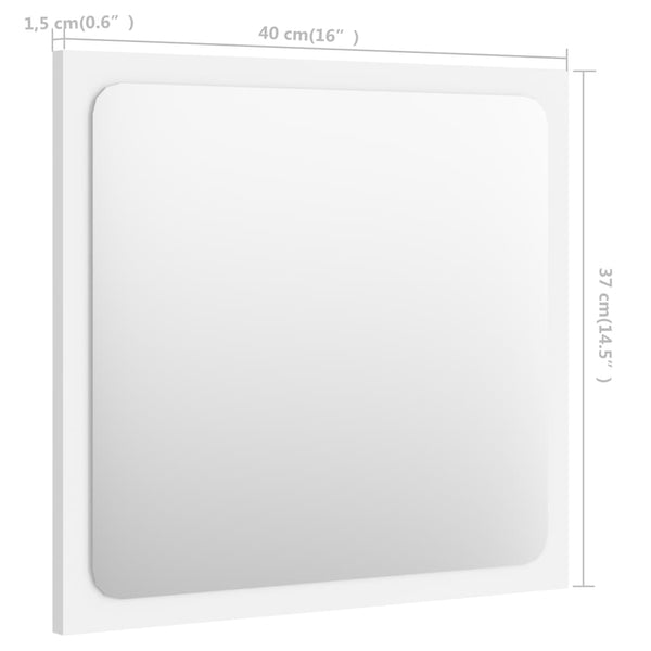 Bathroom Mirror White 15.7"x0.6"x14.6" Chipboard