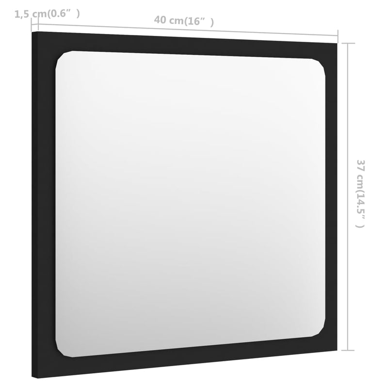 Bathroom Mirror Black 15.7"x0.6"x14.6" Chipboard