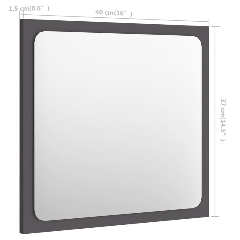 Bathroom Mirror Gray 15.7"x0.6"x14.6" Chipboard