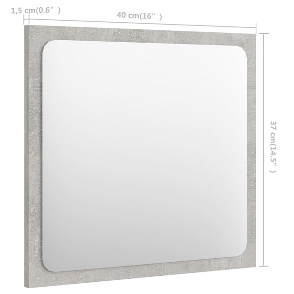 Bathroom Mirror Concrete Gray 15.7"x0.6"x14.6" Chipboard