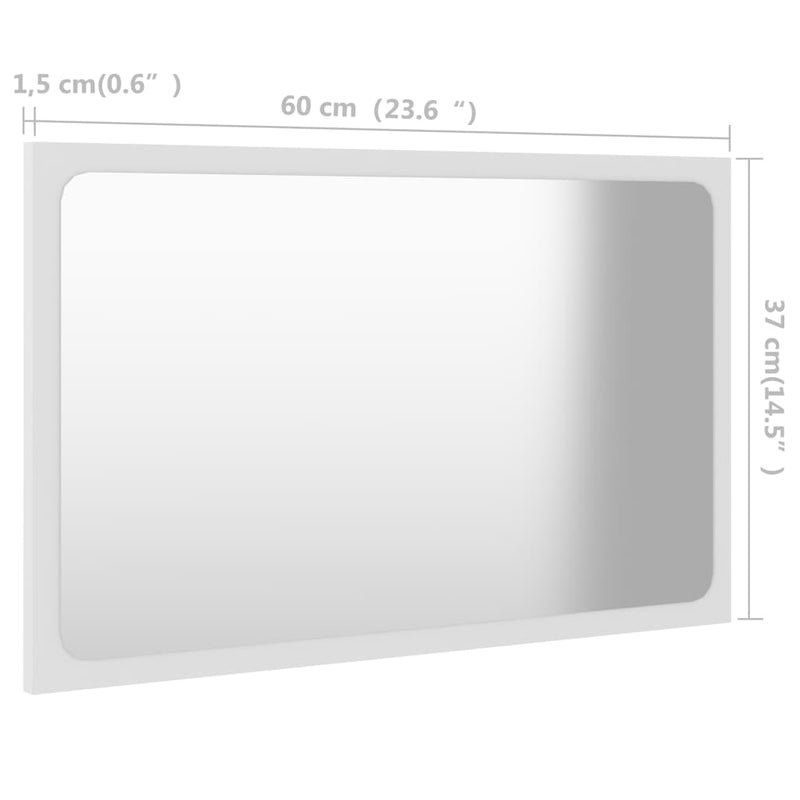 Bathroom Mirror White 23.6"x0.6"x14.6" Chipboard