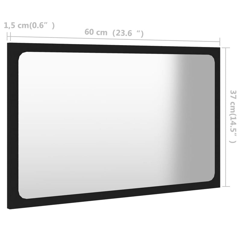 Bathroom Mirror Black 23.6"x0.6"x14.6" Chipboard