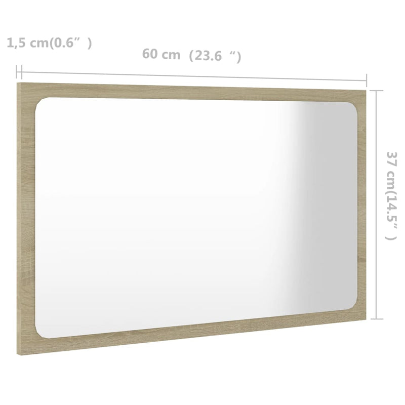 Bathroom Mirror Sonoma Oak 23.6"x0.6"x14.6" Chipboard