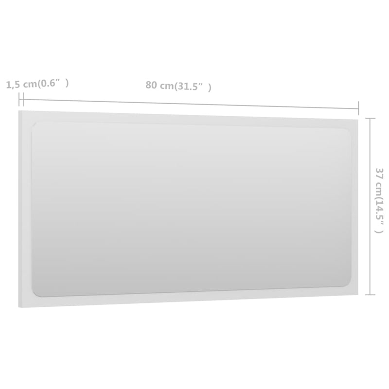 Bathroom Mirror White 31.5"x0.6"x14.6" Chipboard