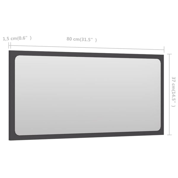 Bathroom Mirror Gray 31.5"x0.6"x14.6" Chipboard