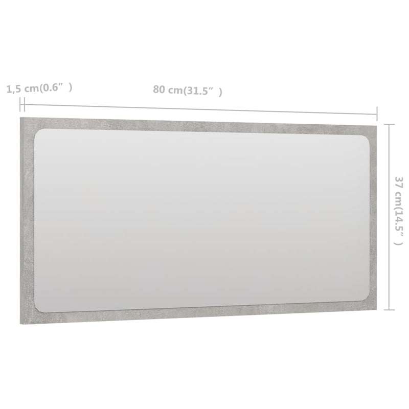 Bathroom Mirror Concrete Gray 31.5"x0.6"x14.6" Chipboard