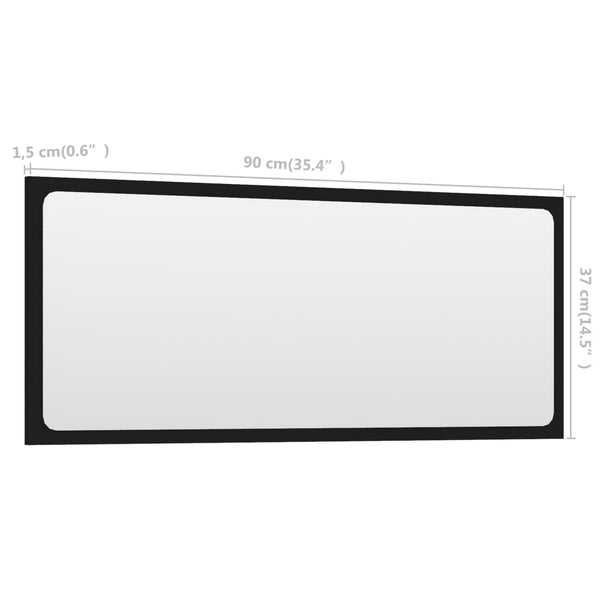 Bathroom Mirror Black 35.4"x0.6"x14.6" Chipboard