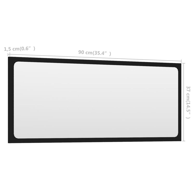 Bathroom Mirror Black 35.4"x0.6"x14.6" Chipboard