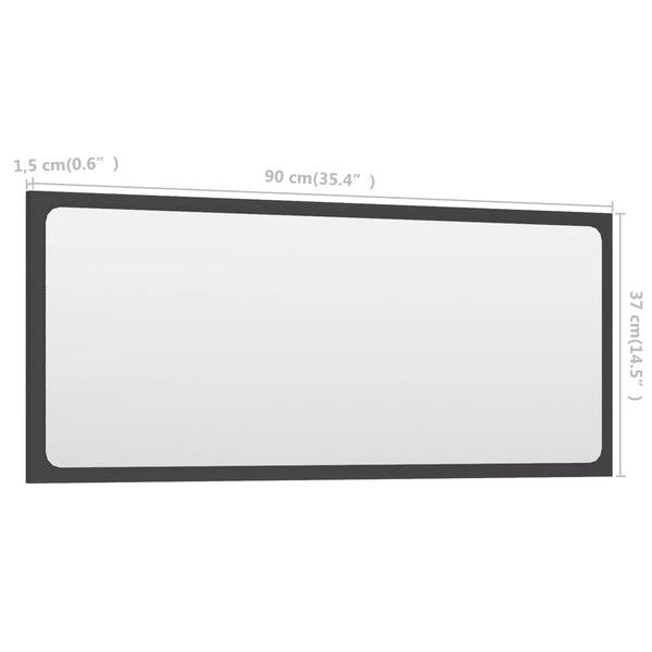 Bathroom Mirror Gray 35.4"x0.6"x14.6" Chipboard