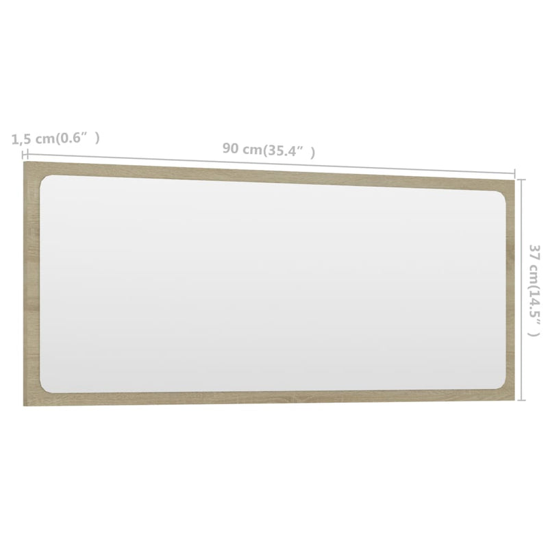 Bathroom Mirror Sonoma Oak 35.4"x0.6"x14.6" Chipboard