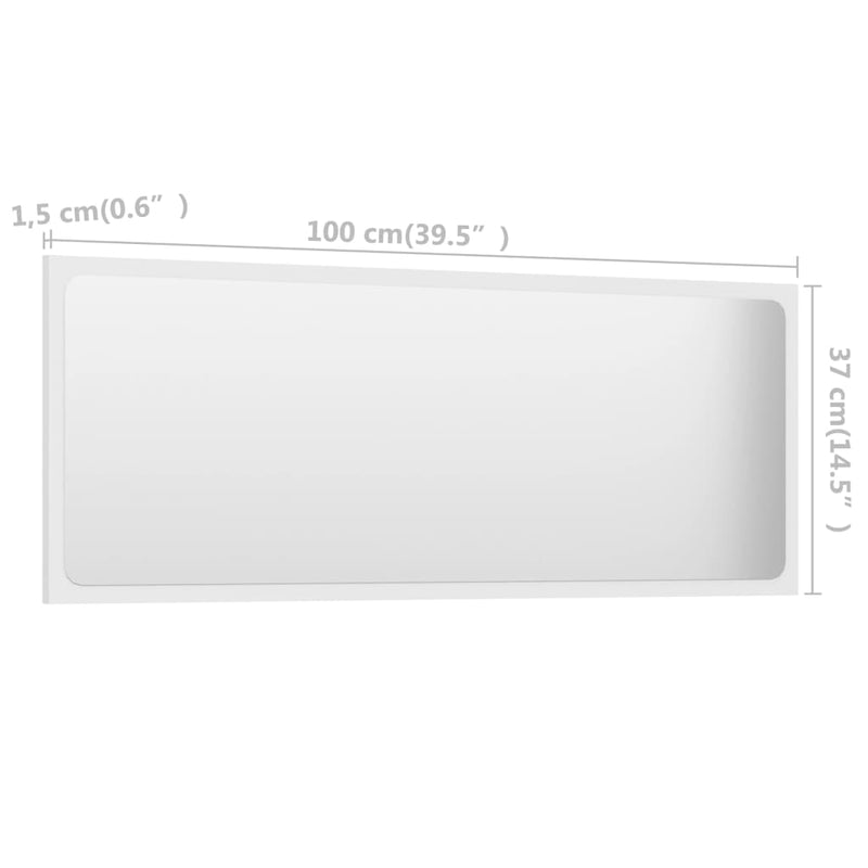 Bathroom Mirror White 39.4"x0.6"x14.6" Chipboard