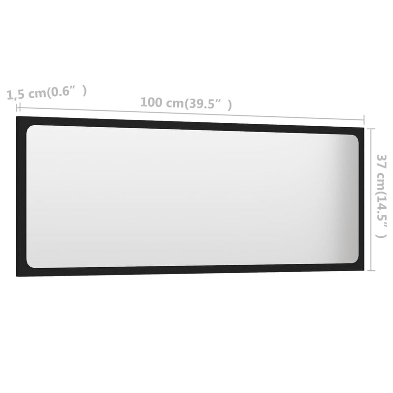 Bathroom Mirror Black 39.4"x0.6"x14.6" Chipboard