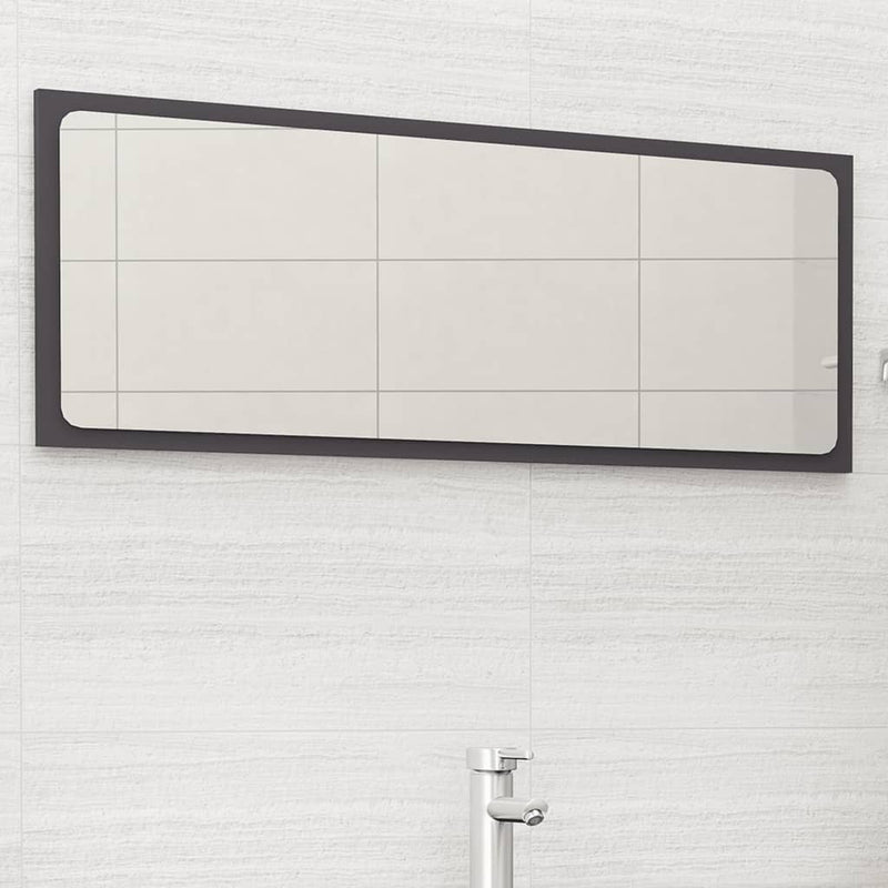 Bathroom Mirror Gray 39.4"x0.6"x14.6" Chipboard
