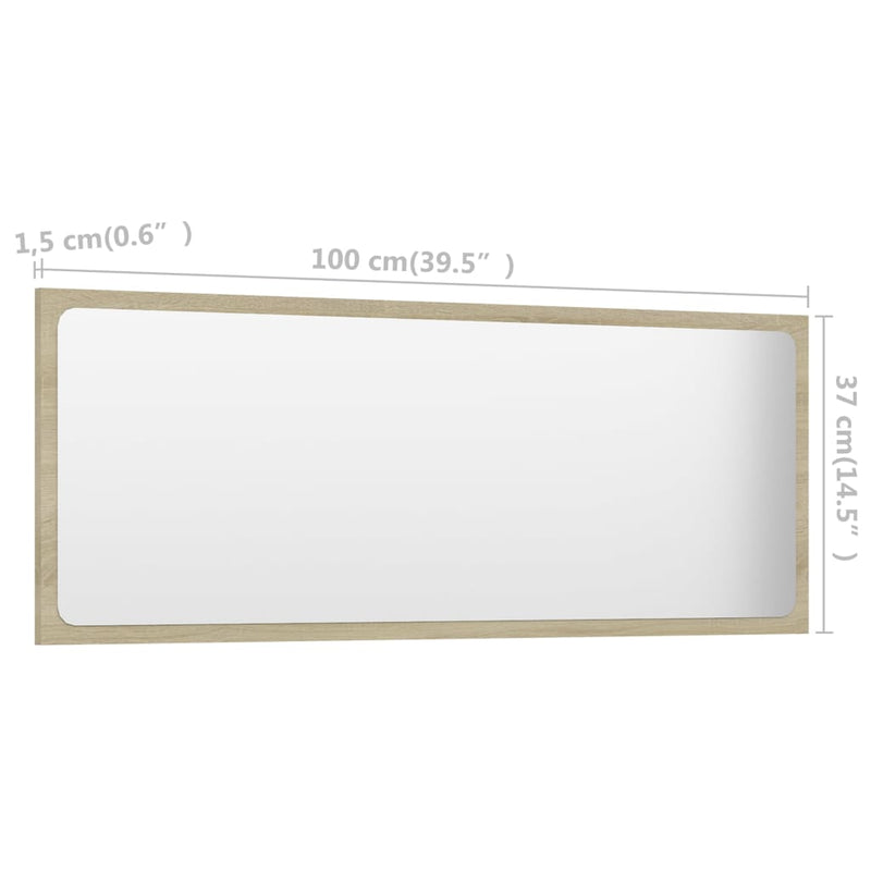 Bathroom Mirror Sonoma Oak 39.4"x0.6"x14.6" Chipboard