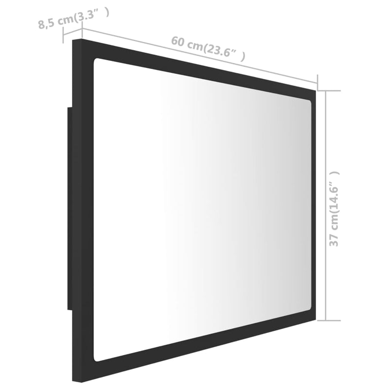 LED Bathroom Mirror Gray 23.6"x3.3"x14.6" Chipboard