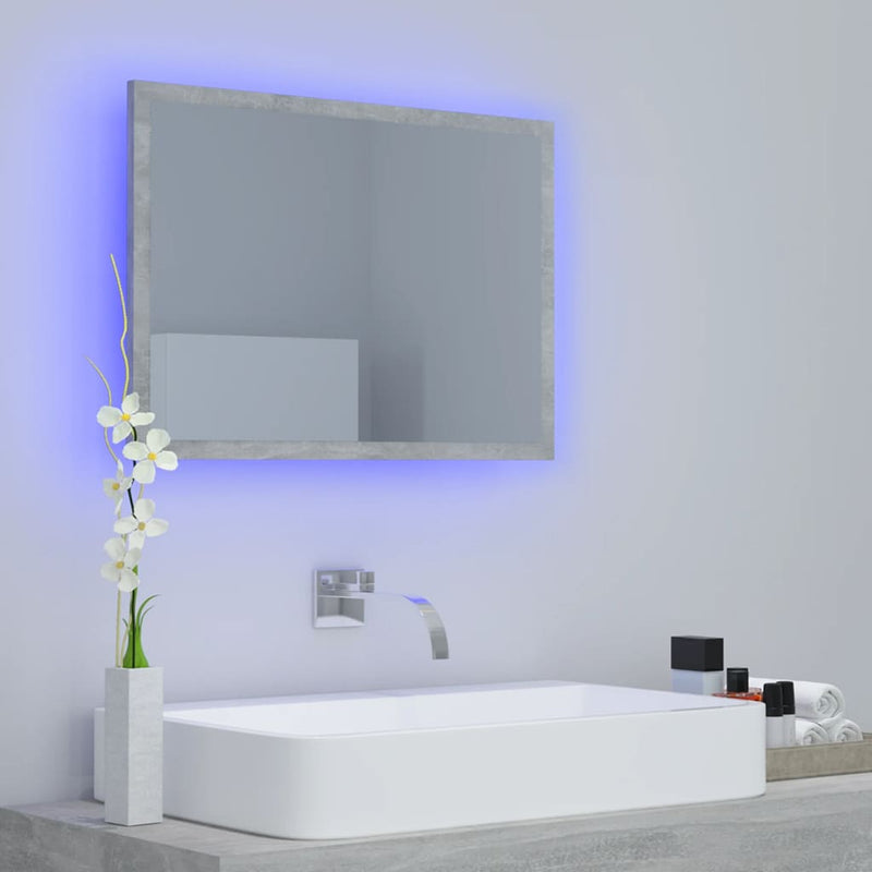 LED Bathroom Mirror Concrete Gray 23.6"x3.3"x14.6" Chipboard
