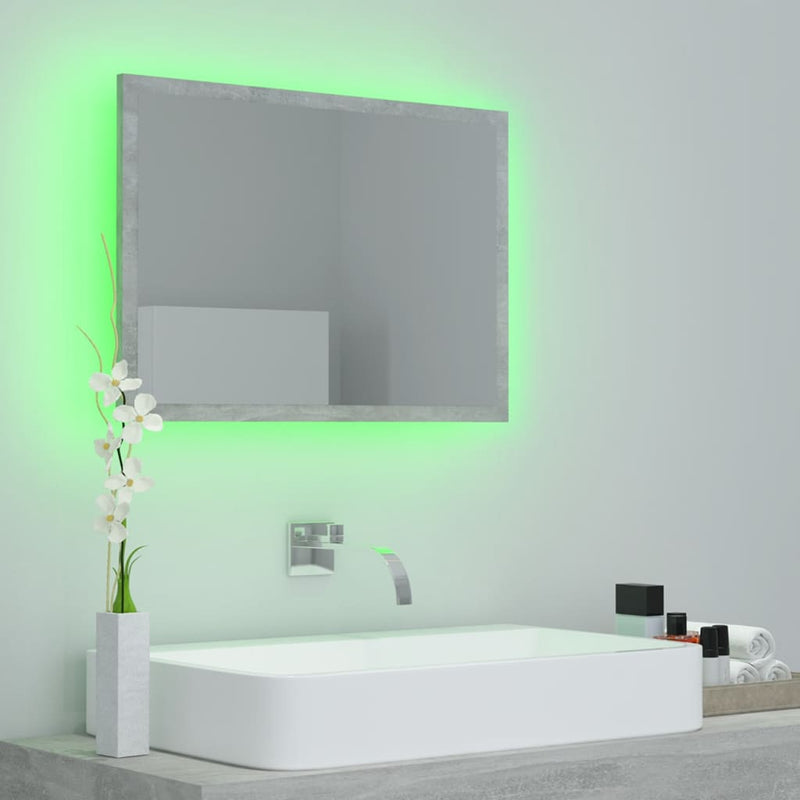 LED Bathroom Mirror Concrete Gray 23.6"x3.3"x14.6" Chipboard