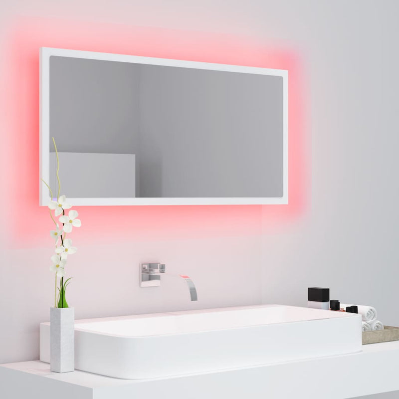 LED Bathroom Mirror White 35.4"x3.3"x14.6" Chipboard