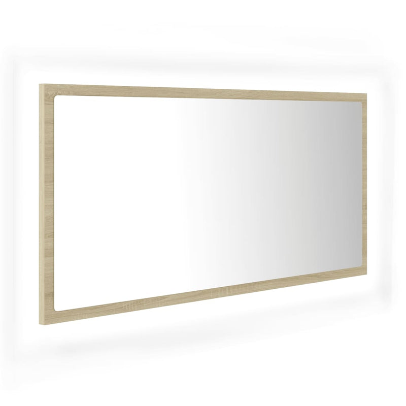LED Bathroom Mirror Sonoma Oak 35.4"x3.3"x14.6" Chipboard