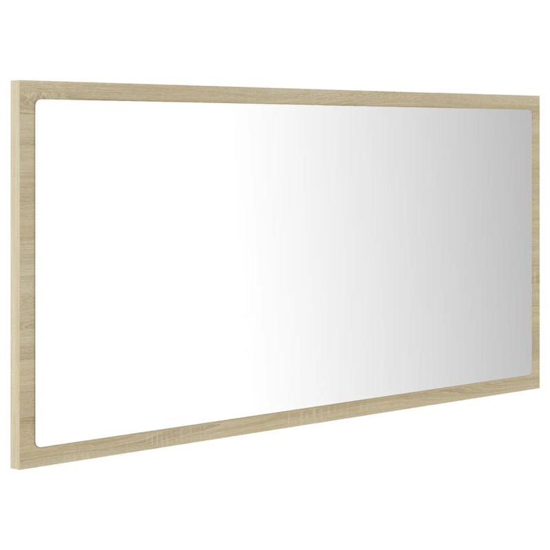 LED Bathroom Mirror Sonoma Oak 35.4"x3.3"x14.6" Chipboard