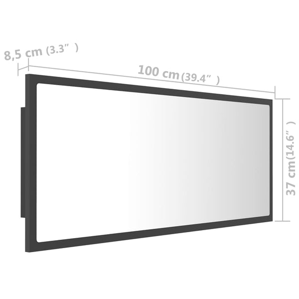 LED Bathroom Mirror Gray 39.4"x3.3"x14.6" Chipboard