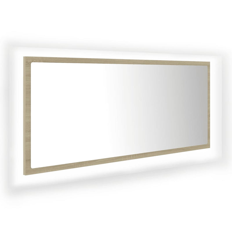 LED Bathroom Mirror Sonoma Oak 39.4"x3.3"x14.6" Chipboard