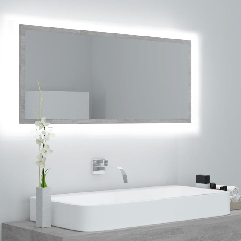 LED Bathroom Mirror Concrete Gray 39.4"x3.3"x14.6" Chipboard