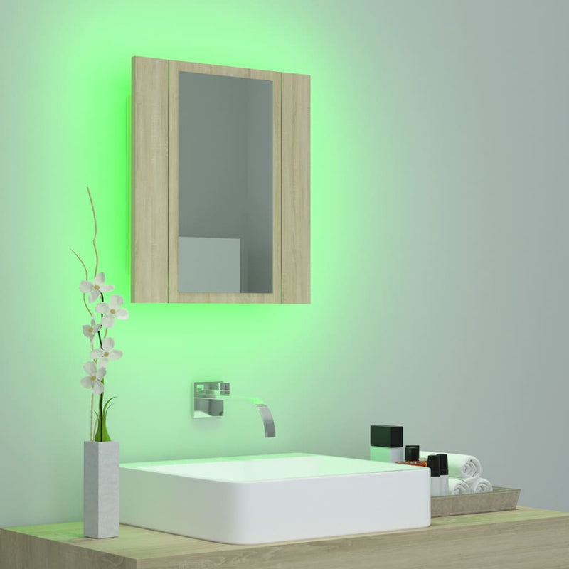 LED Bathroom Mirror Cabinet Sonoma Oak 15.7"x4.7"x17.7"