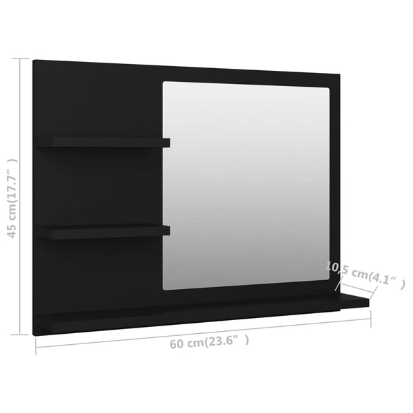 Bathroom Mirror Black 23.6"x4.1"x17.7" Chipboard
