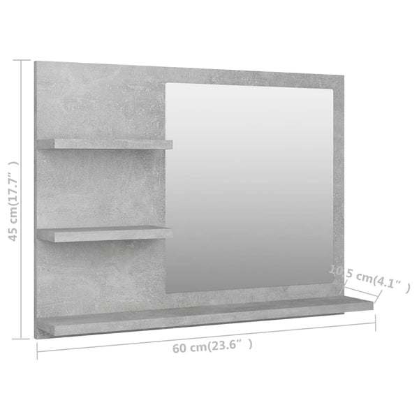 Bathroom Mirror Concrete Gray 23.6"x4.1"x17.7" Chipboard