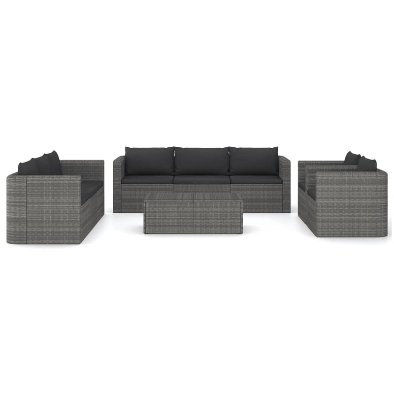 9 Piece Patio Lounge Set with Cushions Poly Rattan Gray