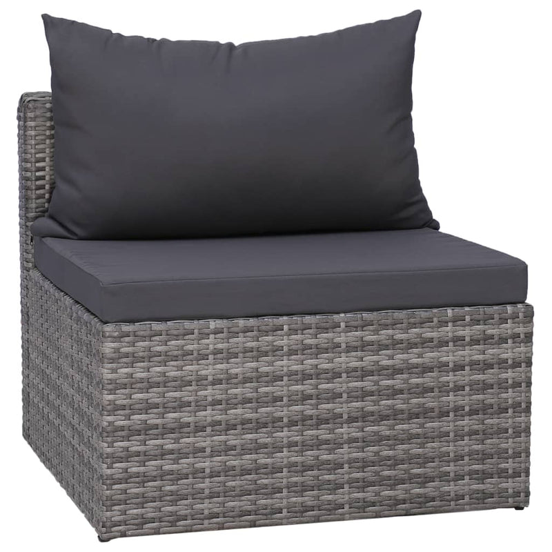 7 Piece Patio Lounge Set with Cushions Poly Rattan Gray