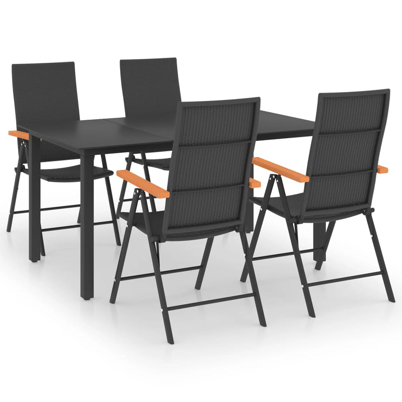 5 Piece Patio Dining Set Black and Brown