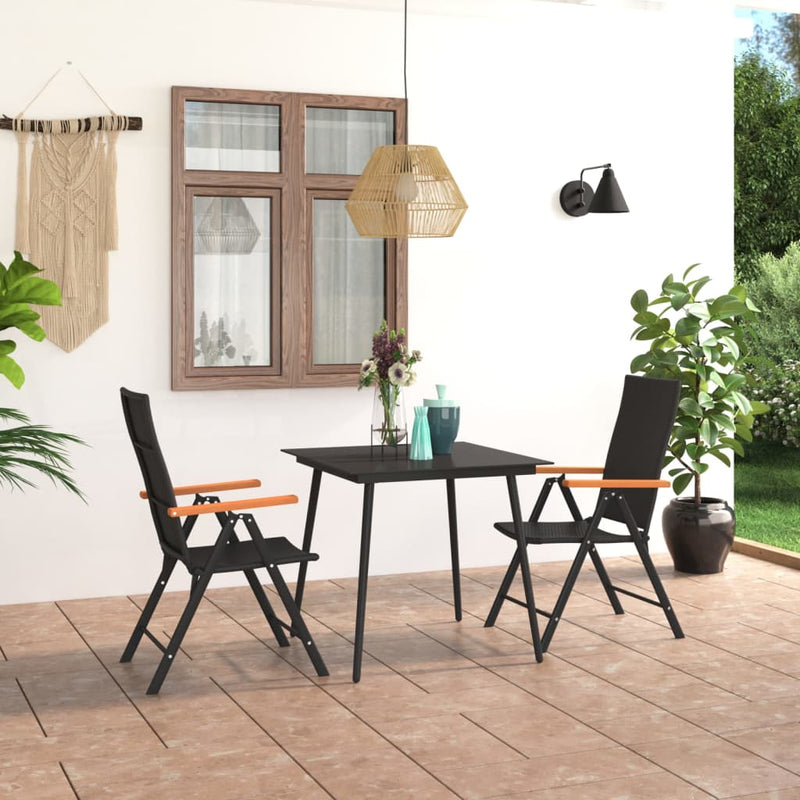 3 Piece Patio Dining Set Black and Brown