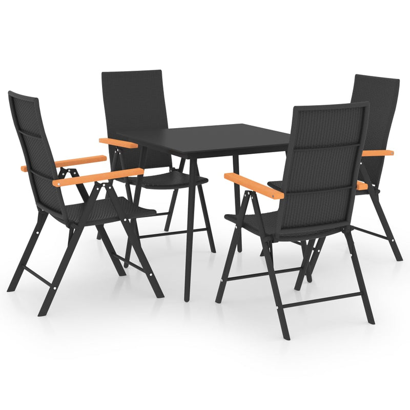 5 Piece Patio Dining Set Black and Brown