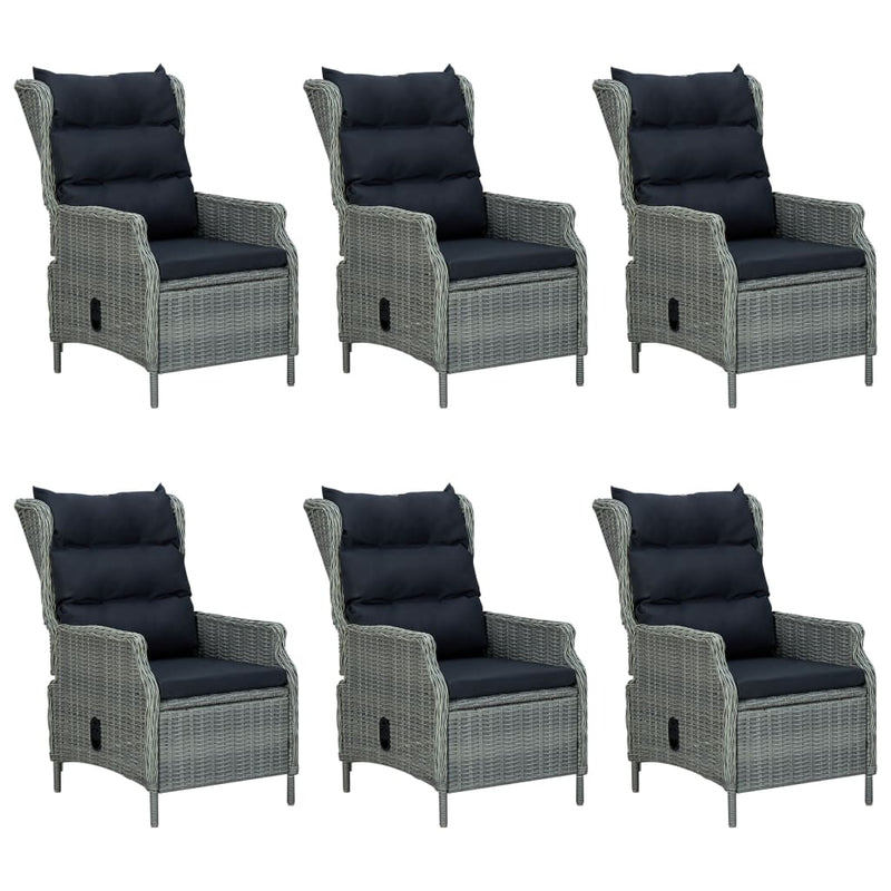 7 Piece Patio Dining Set with Cushions Poly Rattan Light Gray