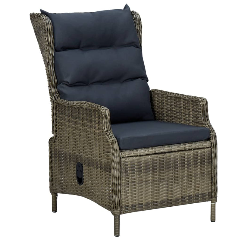 2 Piece Patio Lounge Set with Cushions Poly Rattan Brown