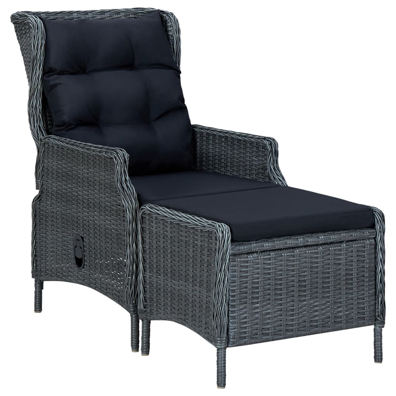 3 Piece Patio Lounge Set with Cushions Poly Rattan Dark Gray