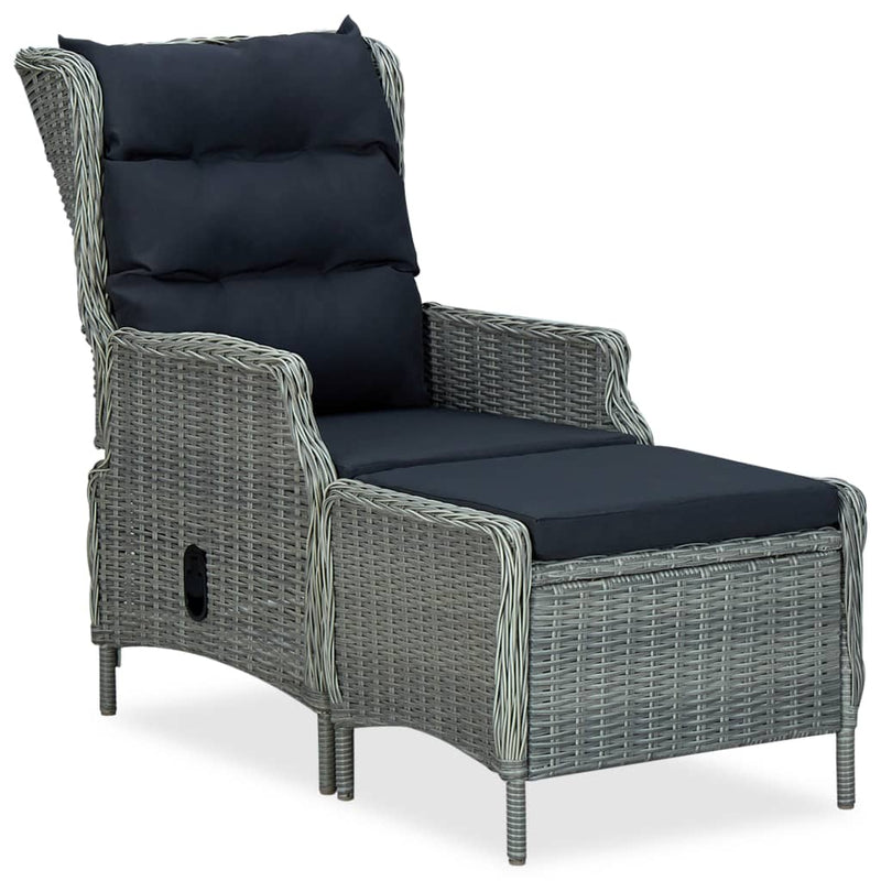 3 Piece Patio Lounge Set with Cushions Poly Rattan Light Gray