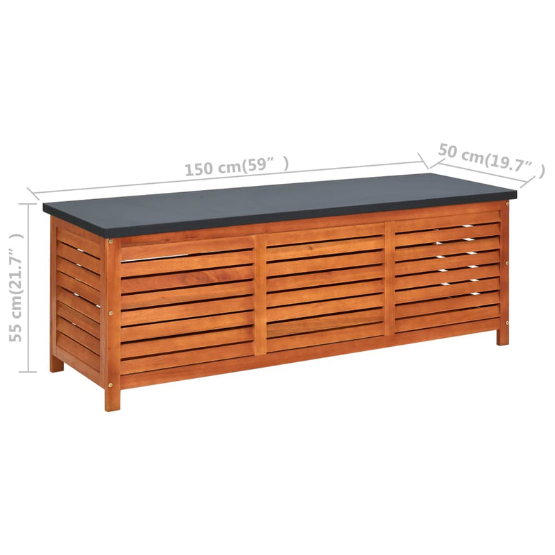 Patio Storage Box 59.1"x19.7"x21.7" Solid Eucalyptus Wood