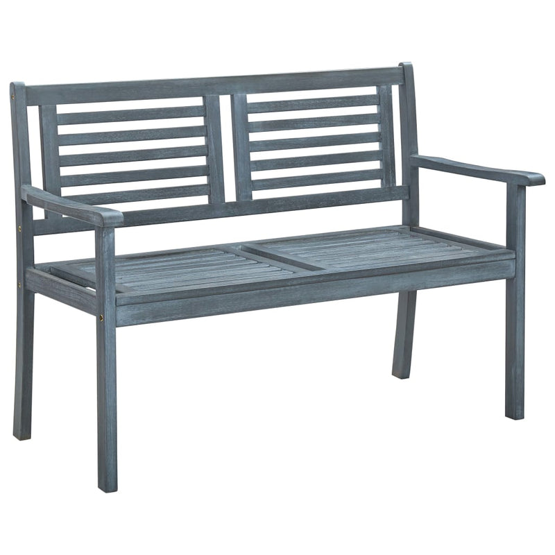 2-Seater Patio Bench 47.2" Gray Solid Eucalyptus Wood