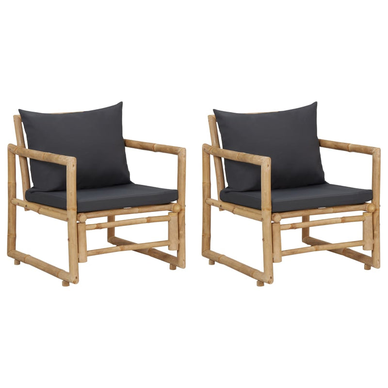 Patio Chairs with Cushions 2 pcs Bamboo