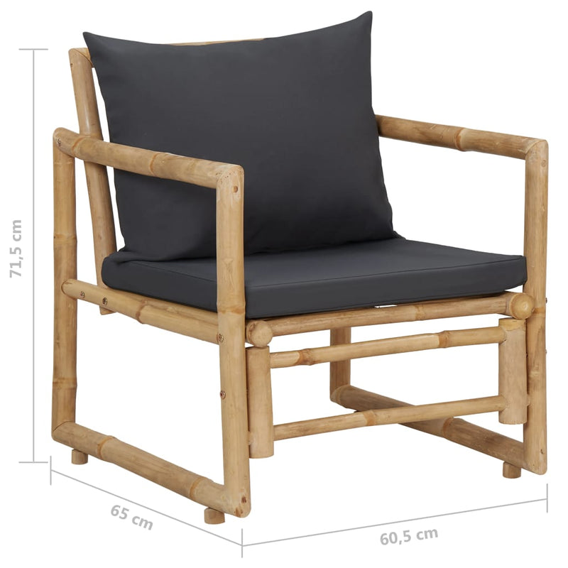 Patio Chairs with Cushions 2 pcs Bamboo
